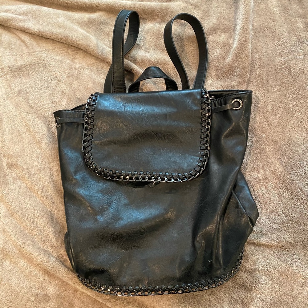 Faux leather backpack